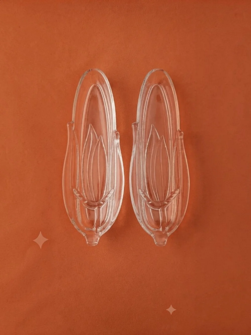 VTG Clear Pressed Glass Corn-on-the-Cob Serving Trays Set of 6 **